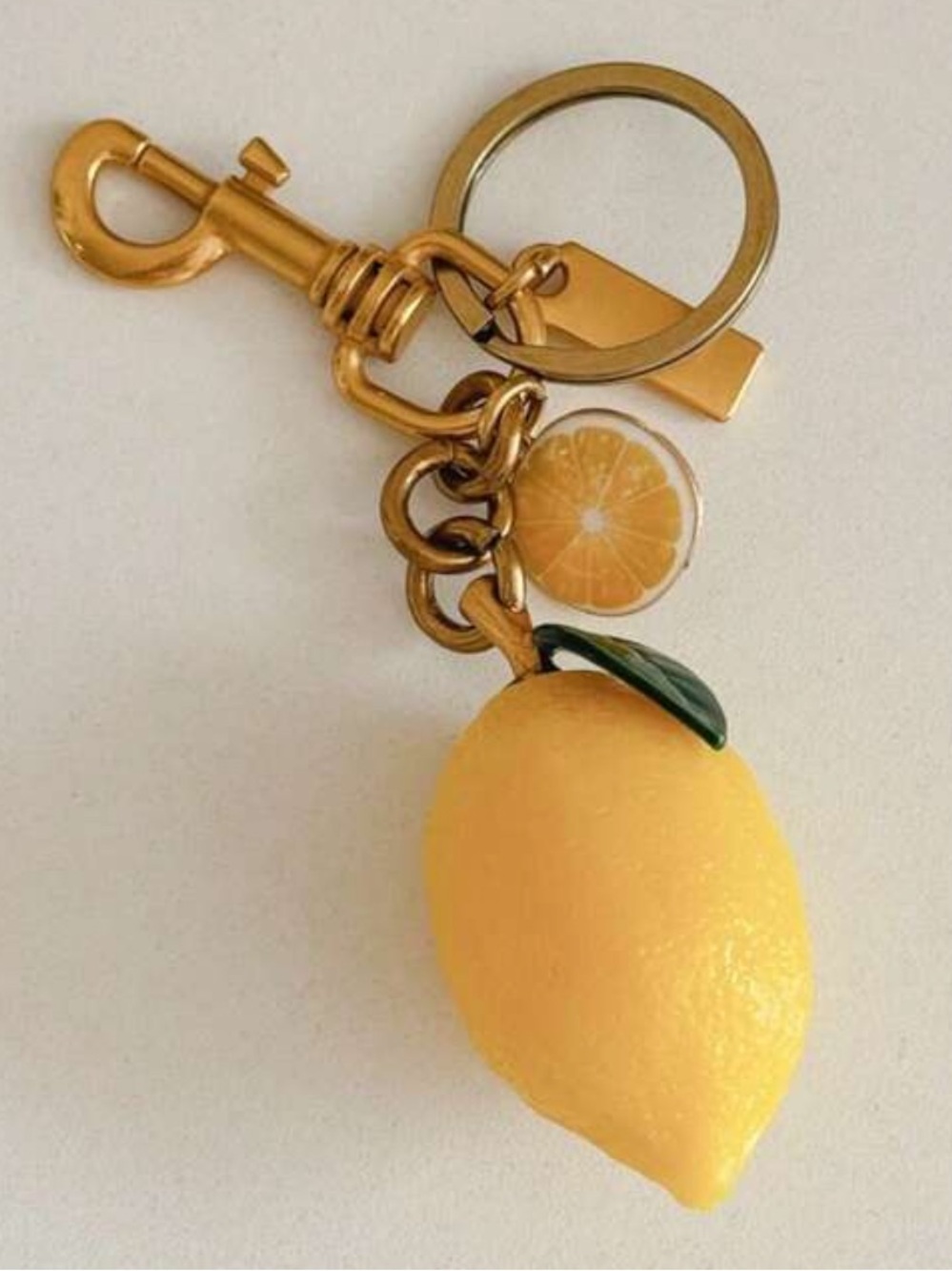 Lemon Charm bag charm/Keychain with Citrus Disc